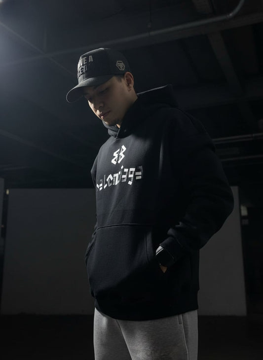 Black BALENCIAGA PRINTED HOODIE