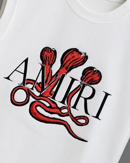 Oversized cutoff white AMIRI Edition
