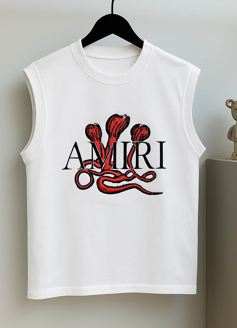 Oversized cutoff white AMIRI Edition