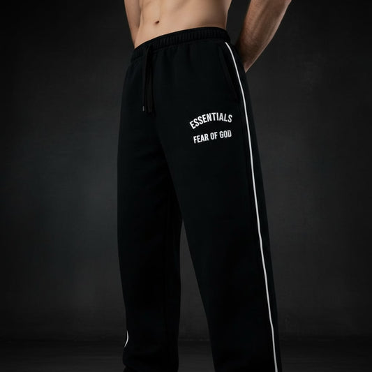 Black WIDE-LEG JOGGING BOTTOMS ESSENTIALS
