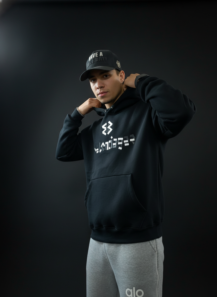 Black BALENCIAGA PRINTED HOODIE