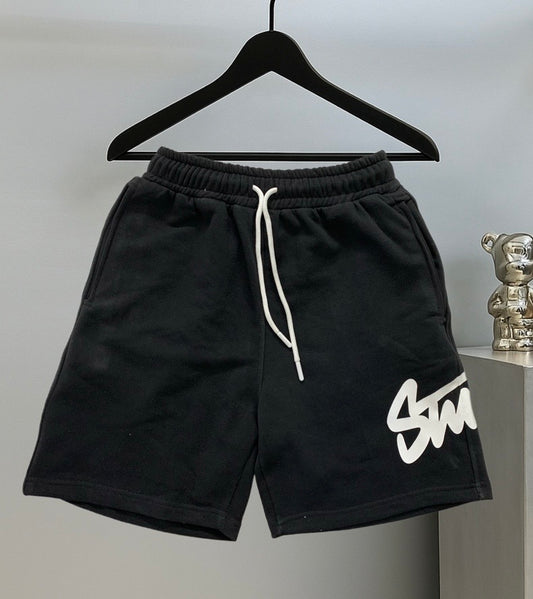 STWD Graphic Street Black Shorts – White Print