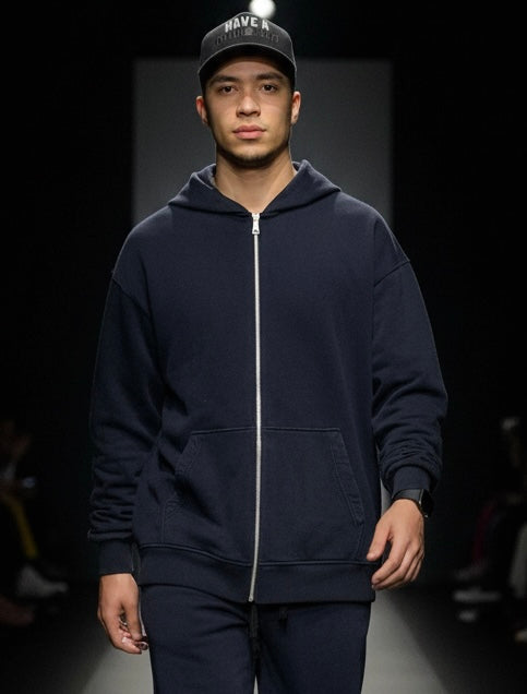 Black WASHED ZIP HOODIE