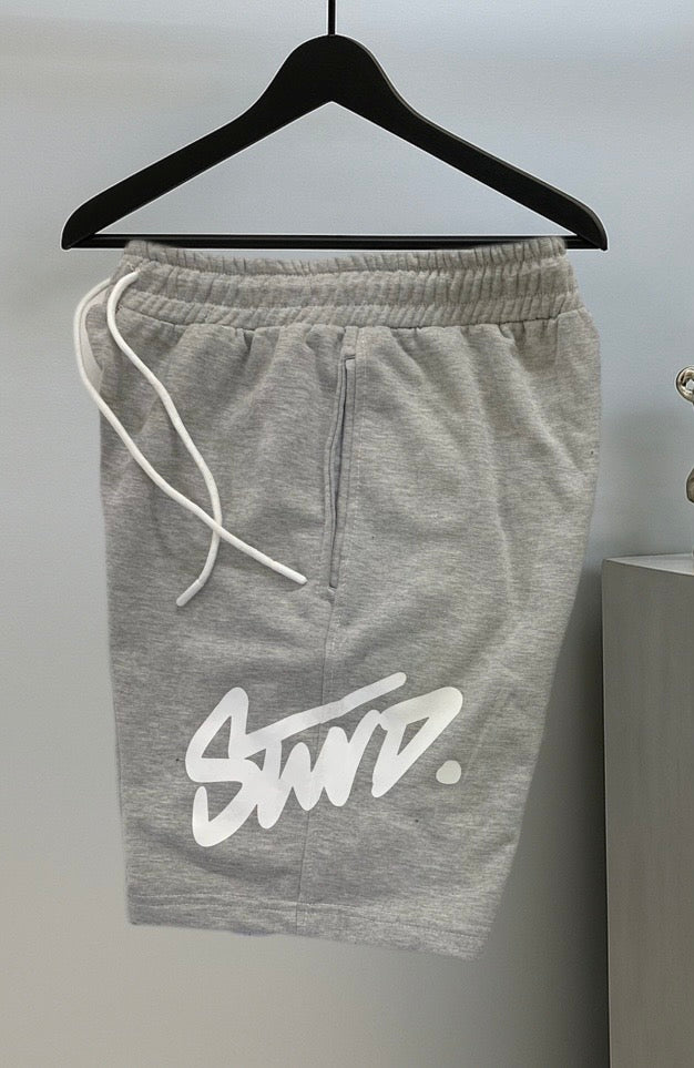 STWD Graphic Street Shorts – White Print
