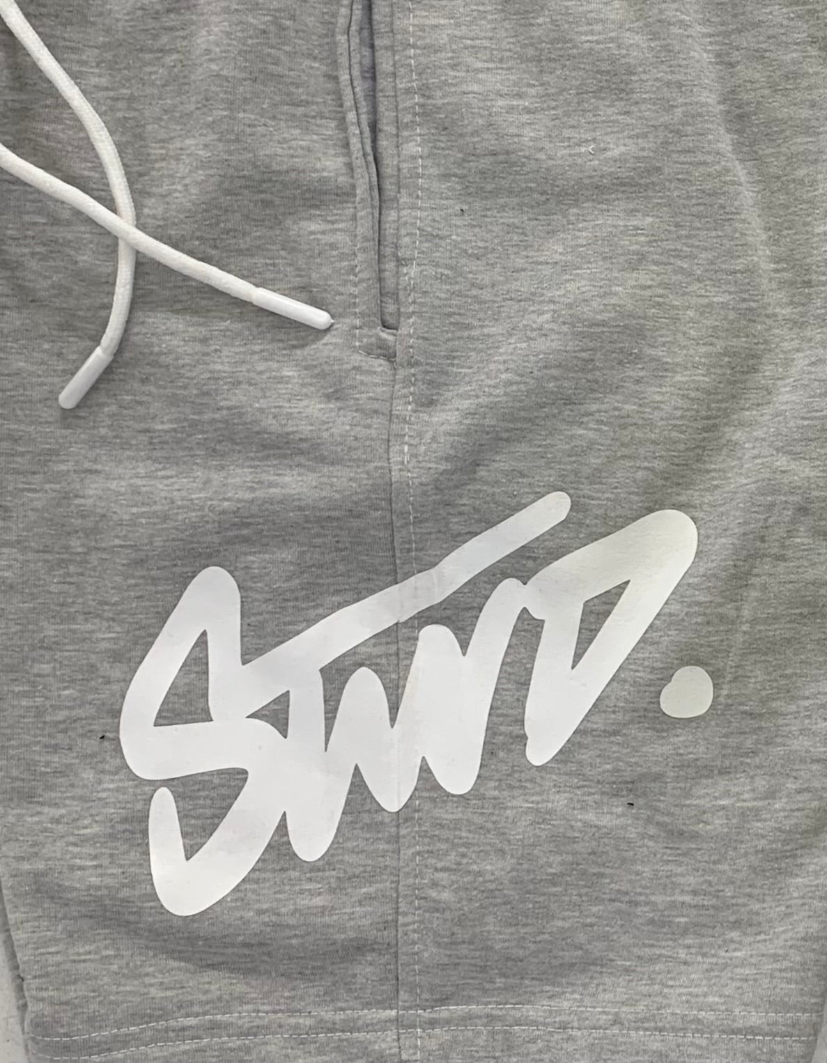 STWD Graphic Street Shorts – White Print