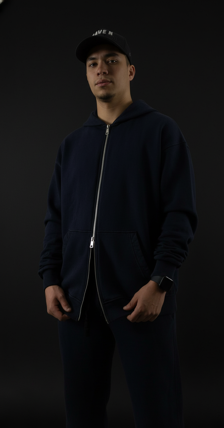 Black WASHED ZIP HOODIE