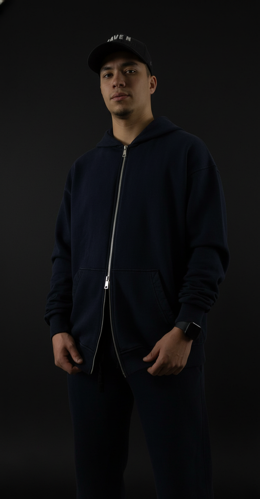 Black WASHED ZIP HOODIE