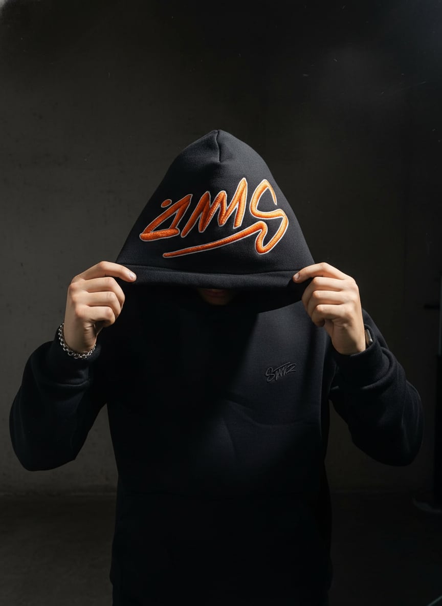 Black STWD EMBROIDERED HOODIE