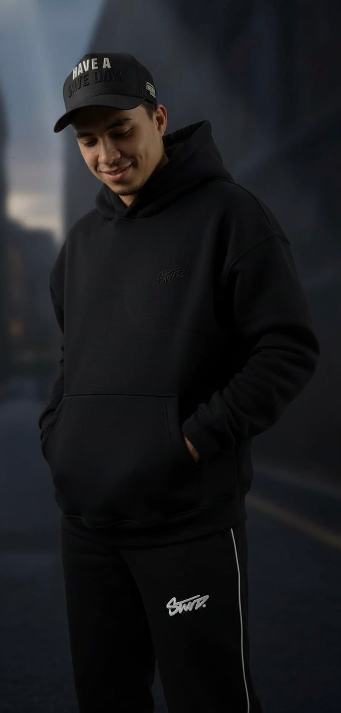 Black & Gray STWD Tracksuit Bottoms