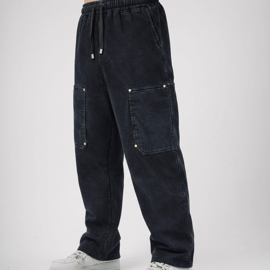 Black WASHED JOGGER TROUSERS