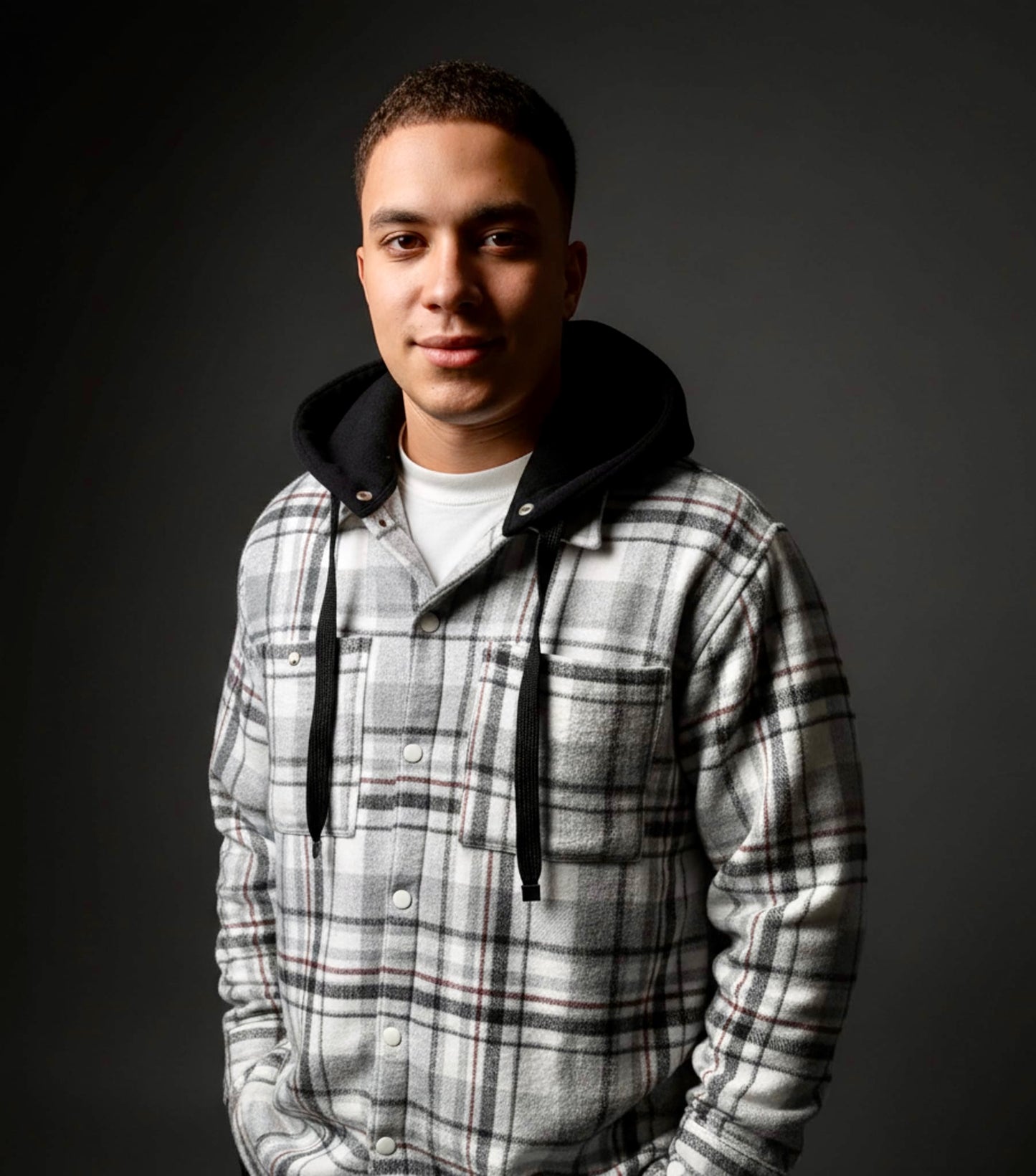 White /Gray CHECK OVERSHIRT WITH POCKETS