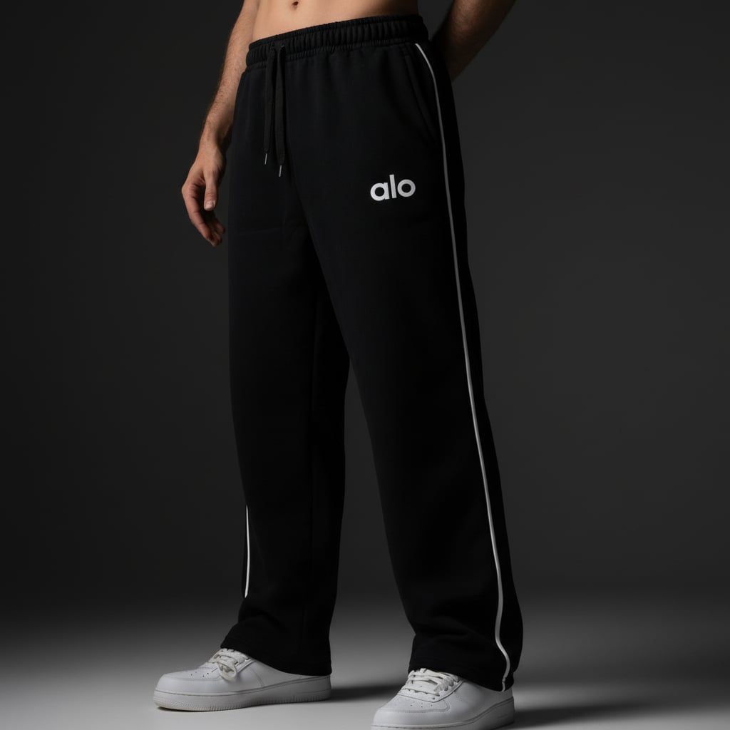 Black WIDE-LEG JOGGING BOTTOMS ALO