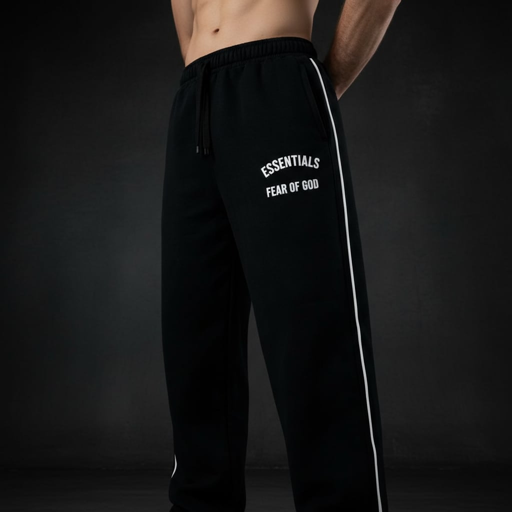 Black WIDE-LEG JOGGING BOTTOMS ESSENTIALS