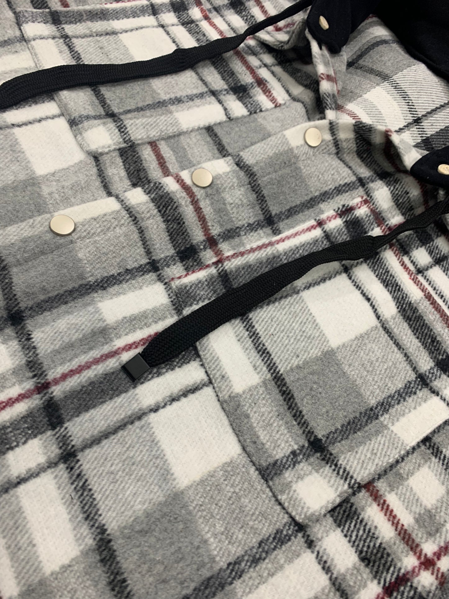 White /Gray CHECK OVERSHIRT WITH POCKETS